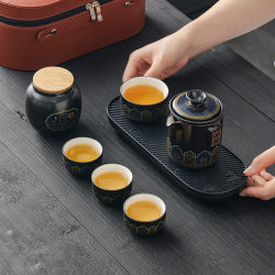 Travel tea set portable kung fu tea set Japanese outdoor quick cup holiday company business gift customization