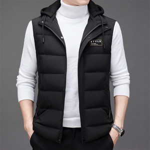 
Men's down jacket vest in autumn and winter new hooded vest business casual removable hat horse clip men