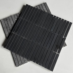 Black natural stone slender strip mosaic restaurant background wall bar pillar door head decoration B&B Hotel