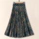 
New floral ice silk skirt summer, mother-in-law elastic waist high waist A-line large swing mid-length over-knee skirt, making it look slim