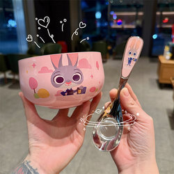 Zootopia 316L Stainless Steel Rice Bowl Spoon Anti-Scalding Insulated Household Tableware Yogurt Preservation Instant Noodle Set