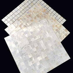 White Shallow Oil Flower Shell Mosaic Wall Stickers Self-Adhesive Window Sill Stone Decoration Background Wall Tiles Bathroom Balcony Renovation