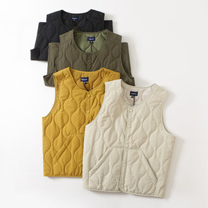 
Japanese retro gourd-shaped quilted collarless cotton vest for men and women to wear casual warm sleeveless liner vest