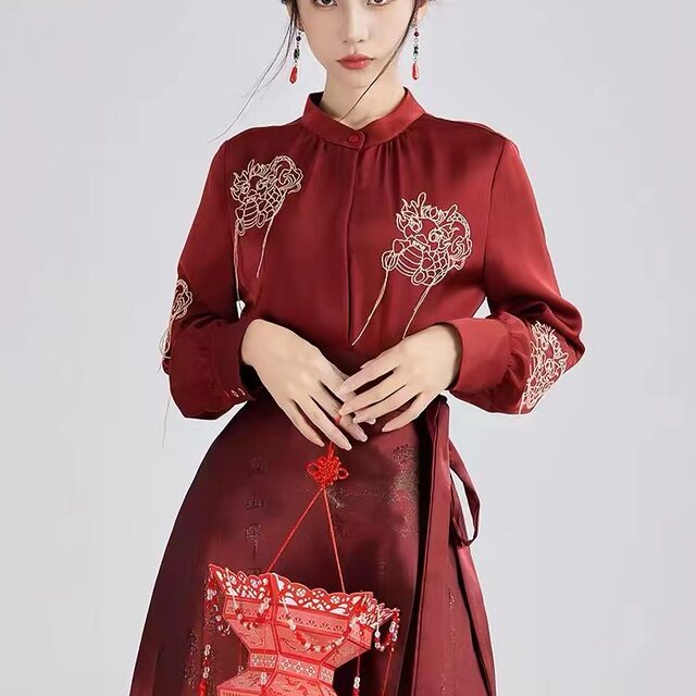 summer new new Chinese style embroidered long top half body yarn long skirt temperament set M4205