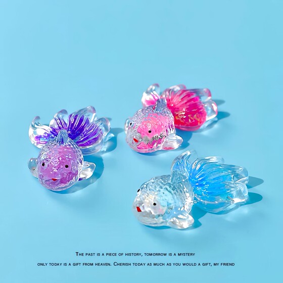 
Luminous high-transparency fine glitter goldfish high-value desktop ornaments fish tank decoration micro-landscape layout animal model