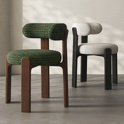 Solid Wood Dining Chair, Home Use, Mid-Century Style, Designer Fabric Upholstered Chair, Home Use, Modern Simple French Retro Style