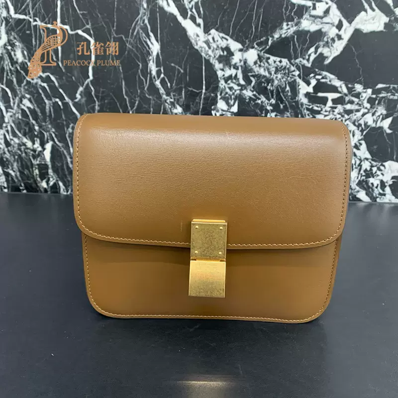 CELINE/思琳女包驼色TEEN CLASSIC金属锁扣简约通勤单肩斜挎包-Taobao