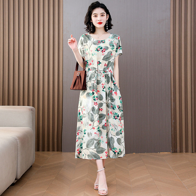 New temperament foreign style noble lady cotton silk dress summer women ...