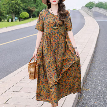 
2025 new mother cotton silk dress