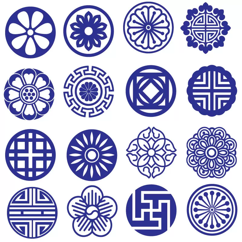 青花瓷圆框墙贴花纹花边幼儿园教室装饰环创墙壁中国风创意