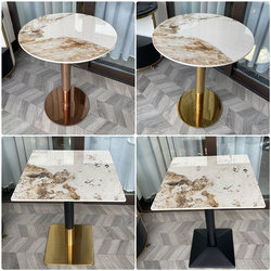 Dessert Milk Tea Shop Pandora Slate Square Table for Meetings, Coffee, Western Restaurant Drinks, Snacks, Leisure Round Table for Commercial Use