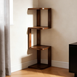 Living Room Corner Shelf Solid Wood Corner Cabinet Storage Antique Style Corner Small Size Triangular Cabinet Figurine Display Stand