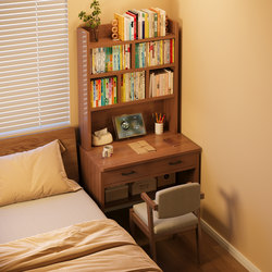 Desk and Bookshelf Integrated Table Student Home Writing Desk Bedroom with Drawers Wall-Mounted Bookcase Small Apartment Bedside Narrow Table