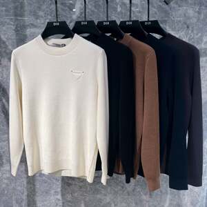 
European high-end winter men's long-sleeved sweater round neck trendy brand slim luxury casual simple bottoming sweater thick