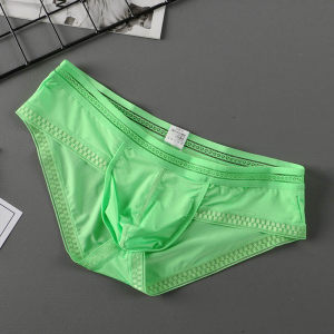Men's triangle underwear with ice silk, sexy and breathable, ultra-thin, plus size, enlarged, low waist triangle underwear, men's summer youth