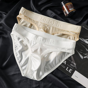 Mibol satin silky briefs nylon ice silk summer cool big u convex underwear men's luxury low-waisted pants