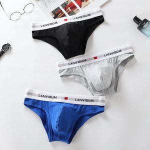 3 packed triangle men's pull -up cotton low -waist bump plus large bag sexy Bikini men's underwear triangle