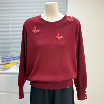 
Middle-aged mother autumn sweater women 2025 new middle-aged and elderly fashion women's loose tops round neck bottoming shirt
