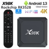 X98K RK3528 ڽ ȵ̵ 13 Ʈũ HD ÷̾ 4K ڽ WIFI6   -