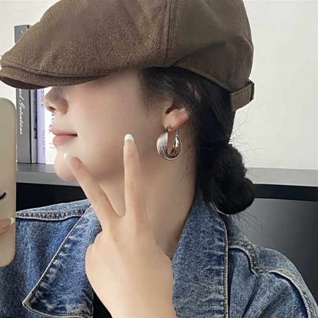 925 silver needle earrings silver irregular twisted earrings design sense Hong Kong style earrings 2024 new hot style fashion