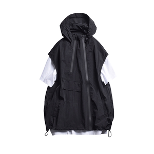 
Spring and summer men's lightweight outdoor vest sleeveless jacket Japanese retro loose hooded pocket fishing vest trendy