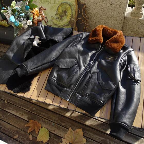 
45P fur integrated original American retro air force flight suit genuine leather jacket neutral men and women wear