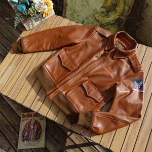 
Great Escape A2 Air Force Flight Suit First Layer Cowhide Genuine Leather Jacket for Men