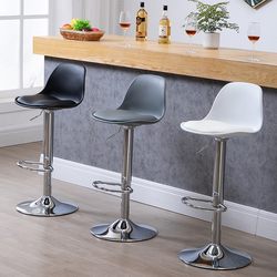 Nordic-Style Bar Chair with Backrest for Home Use, Light Luxury Front Desk Cashier Adjustable High Stool, Modern Minimalist Bar Stool with Rotation
