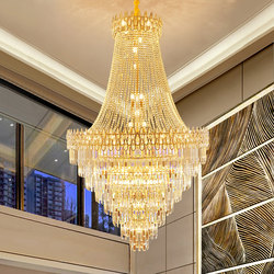 Crystal Chandelier for Villa Duplex Living Room, Hotel Lobby, High Ceiling, Post-Modern Light Luxury Spiral Staircase Chandelier