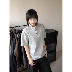 American High Street Henry Collar T-Shirt for Men, Summer Trendy Brand, High-End Feel, Loose and Versatile Short-Sleeve Polo Shirt Top