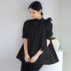 New Japanese thin short-sleeved doll shirt in spring and summer style, solid color loose shirt with bow and small turtleneck top