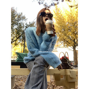 
THREE GOOOD Yin Sanji 54% Suli alpaca brushed round neck sweater with a lazy velvet feel