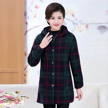 
Mother's clothing plus velvet and thickened anti-fouling and stain-resistant flannel overalls jacket middle-aged and elderly women's autumn and winter loose smocks
