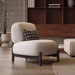 Cream-Colored Vintage-Style Living Room Single Sofa Designer Model Living Room Beauty Salon Reception Fabric Lambswool Leisure Chair
