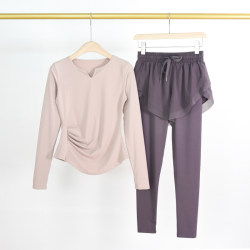 Yoga Clothing Sports Suit for Women, New Autumn Slim-Fit Long-Sleeve Professional Fitness Clothing, Pilates Training Clothes, Running Pants