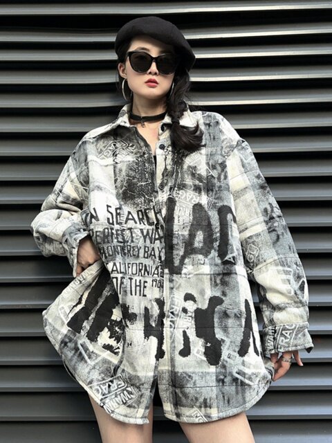 Women's loose slim plaid tops with long sleeves dovetail print thick cardigan 2024 winter new product trend