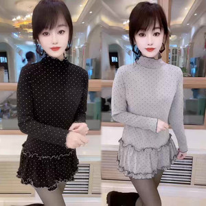 
Fungus-edged polka dot dress for women 2025 winter new style Korean-style fashionable age-reducing high-waist slim mid-length skirt trendy