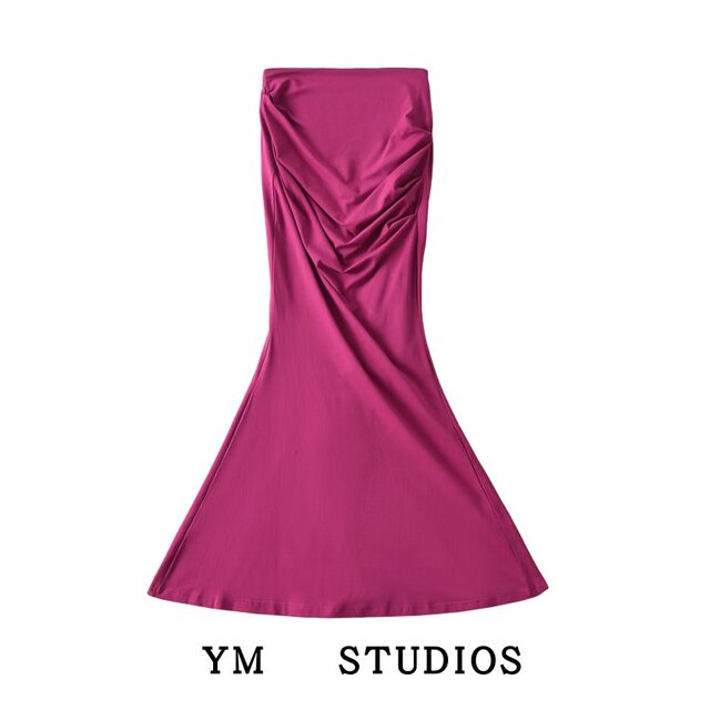 Sweet hot girls women's skirt with high waist pleated solid color fishtail skirt with hips sexy women's long skirt