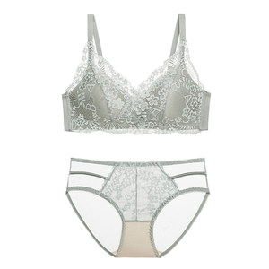 
Bo Lili small breasts push-up no rim bra no empty cup flat chest special thin bra girl bra set