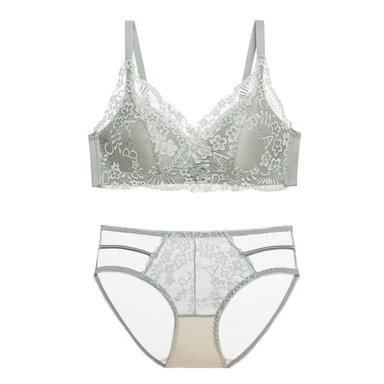 
Bo Lili small breasts push-up no rim bra no empty cup flat chest special thin bra girl bra set