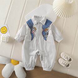 Baby Clothes Spring New Style Handsome Boy Romper Toddler Spring and Autumn Full Moon Hundred Days Double-Layer Outdoor Crawling Suit
