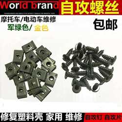 Self-Tapping Screw Nut Clips, Special for Motorcycle and Electric Vehicle Plastic Parts, Anti-Rust Nails, Green-Plated Self-Tapping Screw Clips