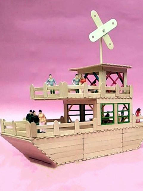 Small wooden chip pop stick DIY handmade model Boat children's toy material wood strip ice cream stick manufacturers direct sales
