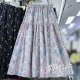 Retro oil painting style floral skirt for women in spring and summer 2025 high-waisted slim printed skirt A-line skirt large umbrella skirt
