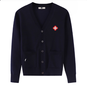 
Nurse sweater jacket cardigan without pilling plus velvet thickened medical work clothes wearing navy blue hospital knitted sweater