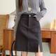 Large size gray polka dot wool skirt for women in autumn and winter high waist slit A-line short skirt for slimming mid-length hip-covering skirt