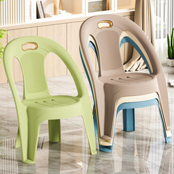 Extra Thick Plastic Backrest Chair, Night Market Stall Chair, Non-Slip Children's Chair, Barbecue Chair with Armrests, Living Room Low Coffee Table Stool