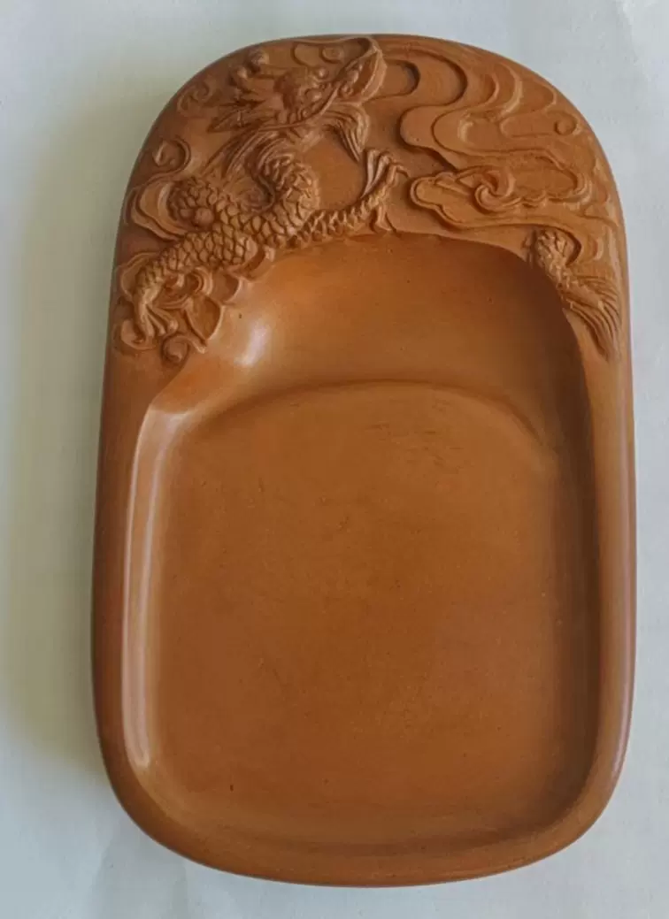 鱔魚黄澄泥蓬莱硯 鱔魚黄澄泥石長方硯