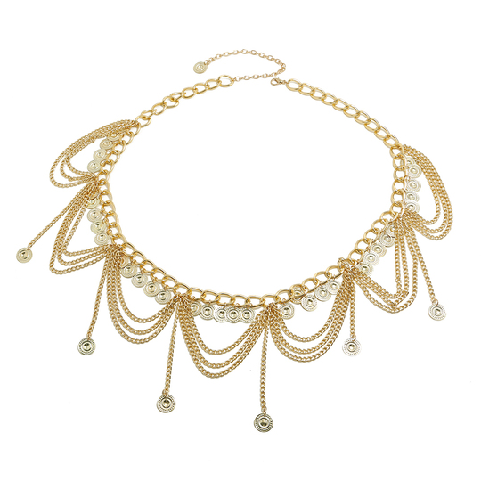 Bohemian Waist Chain - Golden Coin Tassel Belt for Women display picture 1