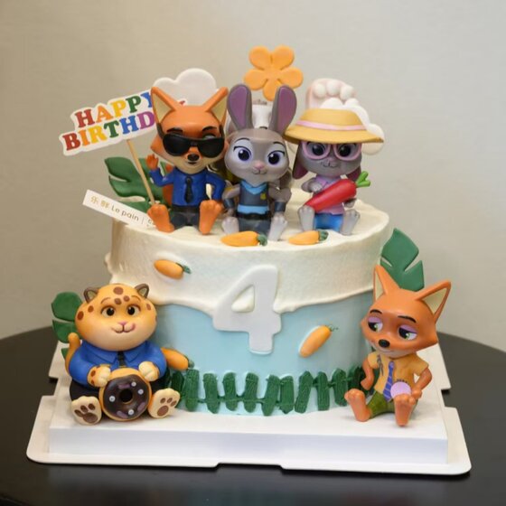 
Cartoon Zootopia Cake Decoration Judy Rabbit Nick Fox Lion Ornament Children's Birthday Dress